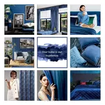 Zasłona na przelotkach 140x250 GOJA zaciemniająca Pierre Cardin granatowa z modnym motywem złotych liści miłorzębu - 14