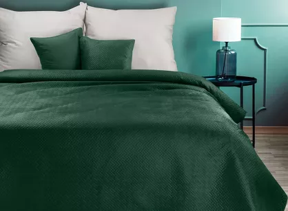 Narzuta welwetowa 200x220 LUIZ 5 zielona w geometryczny wzór