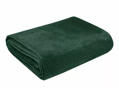 Narzuta welwetowa 200x220 LUIZ 5 zielona w geometryczny wzór