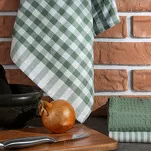 Komplet ścierek kuchennych 3x50x70 LUCY zielone w pasy i kratkę z bawełny - 2
