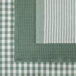 Komplet ścierek kuchennych 3x50x70 LUCY zielone w pasy i kratkę z bawełny - 5