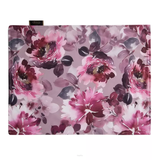 Serwetka welwetowa 30x40 VELVET 1 pudrowa różowa wzór kwiatowy 4 szt.