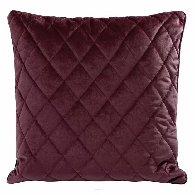 Poszewka welwetowa z wypełnieniem 50x50 VELVET 28F bordowa pikowana w romby z ozdobną wypustką na brzegach