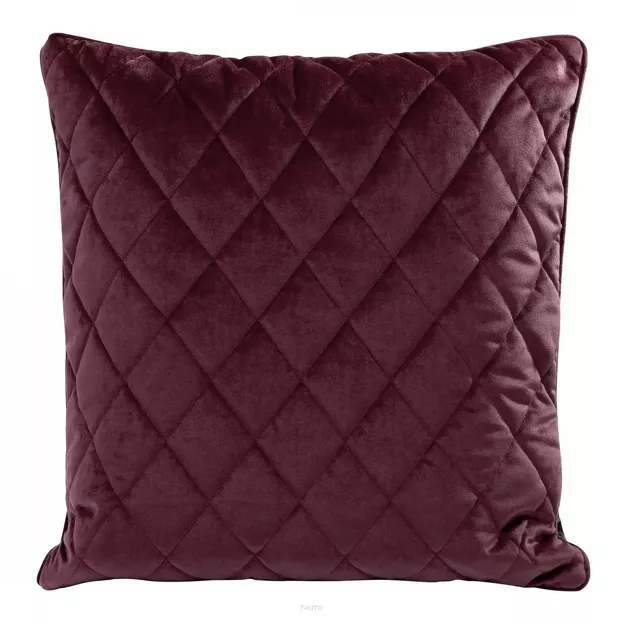 Poszewka welwetowa z wypełnieniem 50x50 VELVET 28F bordowa pikowana w romby z ozdobną wypustką na brzegach