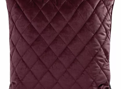 Poszewka welwetowa z wypełnieniem 50x50 VELVET 28F bordowa pikowana w romby z ozdobną wypustką na brzegach
