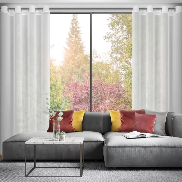 Firana na przelotkach 140x250 LUNA biała przeplatana złotą nicią