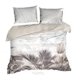 Pościel satynowa 220x200 PREMIUM 23 kremowa z wzorem egzotycznych ciemnobeżowych liści z kolekcji Premium - 3