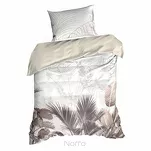 Pościel z satyny 220x200 PREMIUM 23 kremowa z wzorem egzotycznych ciemnobeżowych liści z kolekcji Premium - 5