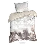 Pościel satynowa 220x200 PREMIUM 23 kremowa z wzorem egzotycznych ciemnobeżowych liści z kolekcji Premium - 4