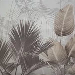 Pościel z satyny 220x200 PREMIUM 23 kremowa z wzorem egzotycznych ciemnobeżowych liści z kolekcji Premium - 4