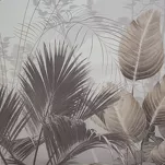 Pościel satynowa 220x200 PREMIUM 23 kremowa z wzorem egzotycznych ciemnobeżowych liści z kolekcji Premium - 5