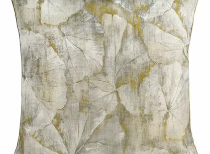 Poszewka gobelinowa 55x55 CAGUA żółta botaniczny wzór z nicią metaliczną