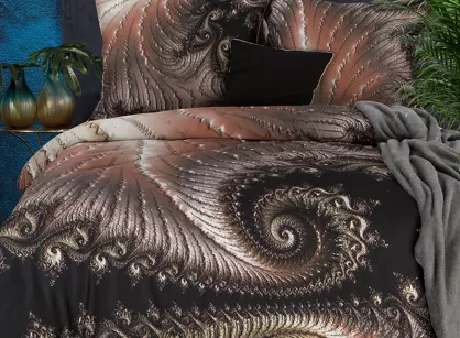 Pościel z makosatyny 220x200 REINA 18 brązowa z nadrukiem panelowym efekt 3D