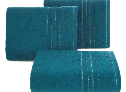 Ręcznik bawełniany 50x90 GALA turkusowy zdobiony bordiurą z błyszczącą nicią