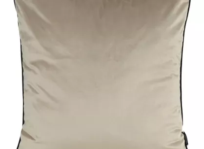 Poszewka welwetowa 45x45 MADIE jednokolorowa beżowa obszyta lamówką