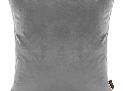Poszewka welwetowa 45x45 VELVET 57I szara z wypustką na brzegach i imitacją lnu