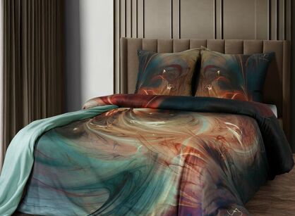 Pościel z makosatyny 220x200 SELVA Eva Minge turkusowa miętowa designerski wzór