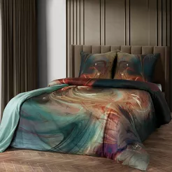 Pościel z makosatyny 220x200 SELVA Eva Minge turkusowa miętowa designerski wzór