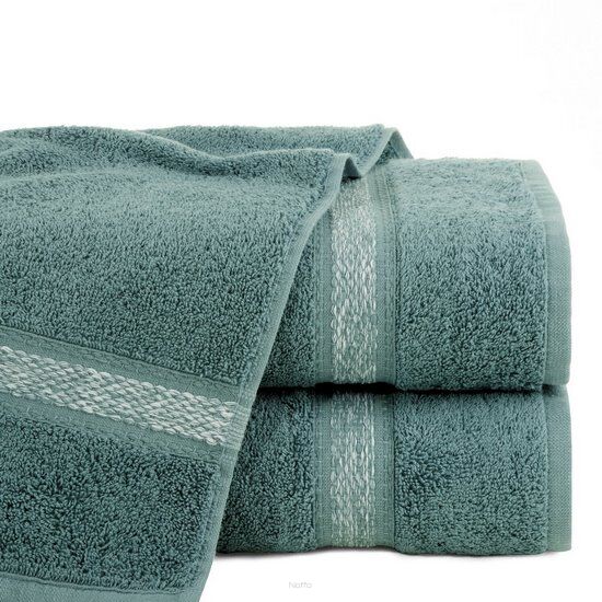 Ręcznik bawełniany 50x90 ALTEA ciemna mięta z bordiurą w stylu eko z melanżowym pasem