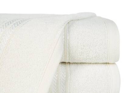 Ręcznik bawełniany 50x90 LORI kremowy z delikatną bordiurą z błyszczącą nicią 