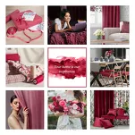 Zasłona na przelotkach 140x250 MOON 2 amarantowy zdobiona taśmą dekoracyjną w wiszące księżyce - 8