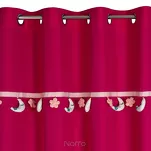 Zasłona na przelotkach 140x250 MOON 2 amarantowy zdobiona taśmą dekoracyjną w wiszące księżyce - 3