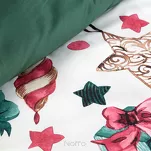 Pościel świąteczna 220x200 RIBENO biała różowa panelowy nadruk z mikrowłókna - 6