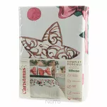 Pościel świąteczna 220x200 RIBENO biała różowa panelowy nadruk z mikrowłókna - 2