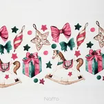 Pościel świąteczna 220x200 RIBENO biała różowa panelowy nadruk z mikrowłókna - 5