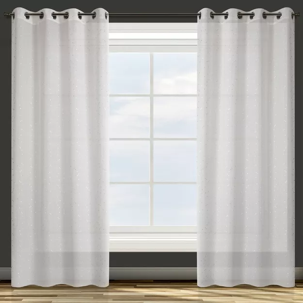 Zasłona gotowa na przelotkach 140x250 RIVIA biała srebrna Design 91