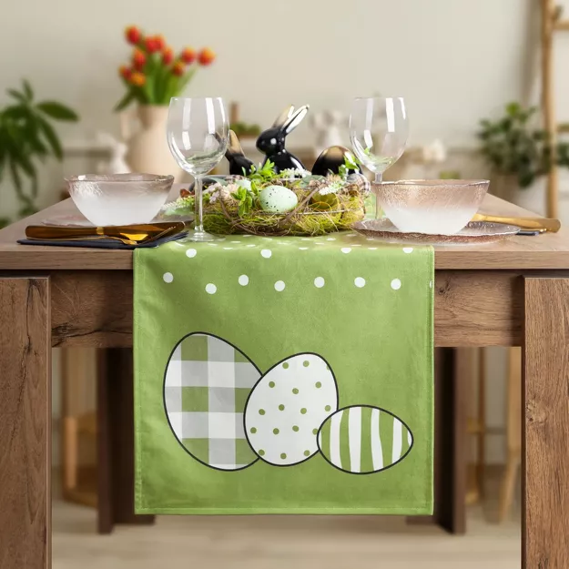 Bieżnik welwetowy 35x140 WIOSNA zielony wielkanocny