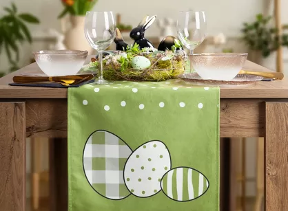 Bieżnik welwetowy 35x140 WIOSNA zielony wielkanocny