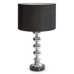 Lampa stołowa 36x23x61 NIKI srebrna z czarnym abażurem z matowej tkaniny