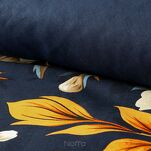 Pościel bawełniana 160x200 FIORA granatowa pomarańczowa z wzorem kwiatowym z kolekcji Classic - 4