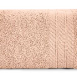 Ręcznik bawełniany 30x50 KAYA pudrowy zdobiony bordiurą w pasy