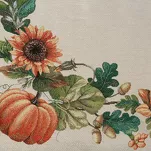 Obrus gobelinowy 140x180 1220 naturalny z nadrukiem pomarańczowych dyni i słoneczników - 3