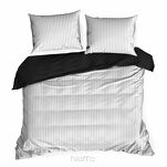 Pościel satynowa 160x200 RAYA biała czarna w paseczki - 7