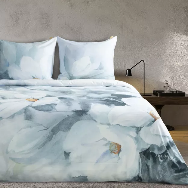 Pościel z makosatyny 220x200 BLOOM Eva Minge miętowa kremowa designerski wzór Premium