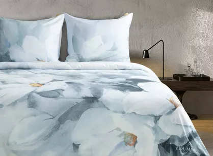Pościel z makosatyny 220x200 BLOOM Eva Minge miętowa kremowa designerski wzór Premium