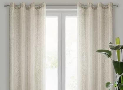 Firana na przelotkach 140x250 AMANDA beżowa z pajęczej siateczki