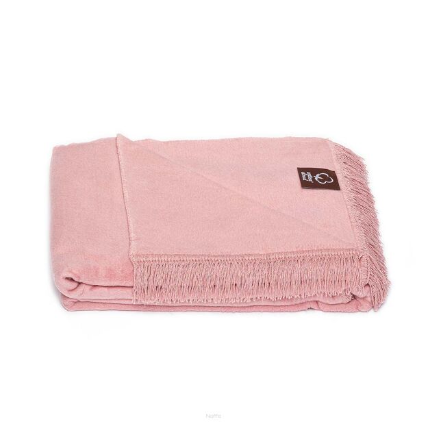 Koc bawełniany 150x200 0293-44 brudny róż gładki z frędzlami