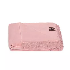 Koc bawełniany 150x200 0293-44 brudny róż gładki z frędzlami