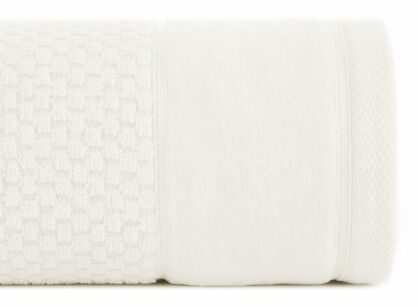 Ręcznik 30x50 FRIDA kremowy z fakturą kosteczki i szeroką welurową bordiurą 500 g/m2