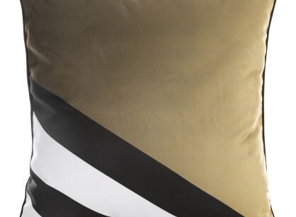 Poszewka welwetowa 60x60 EVA 1 Eva Minge czarna złota wzór geometryczny obszyta czarną lamówką