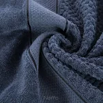 Ręcznik bawełniany 70x140 JESSI granatowy z fakturą krateczki i gładką welurową bordiurą - 4