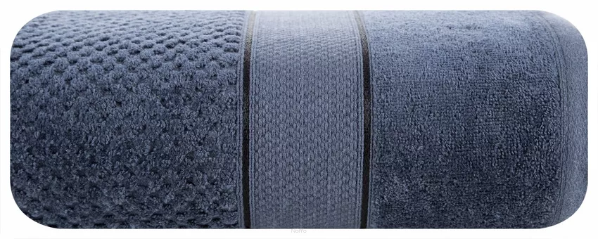Ręcznik bawełniany 70x140 JESSI granatowy z fakturą krateczki i gładką welurową bordiurą