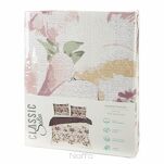 Pościel satynowa 220x200 SPRING 27 biała z romantycznym wzorem różowo fioletowych kwiatów z kolekcji Classic - 4