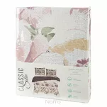 Pościel satynowa 220x200 SPRING 27 biała z romantycznym wzorem różowo fioletowych kwiatów z kolekcji Classic - 2