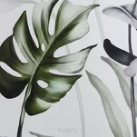 Bieżnik welwetowy 40x140 ELLEN biały z wzorem egzotycznych oliwkowych liści - 3