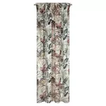 Zasłona na taśmie welwetowa 140x270 ARINA oliwkowa z botanicznym wzorem i srebrnym nadrukiem - 7